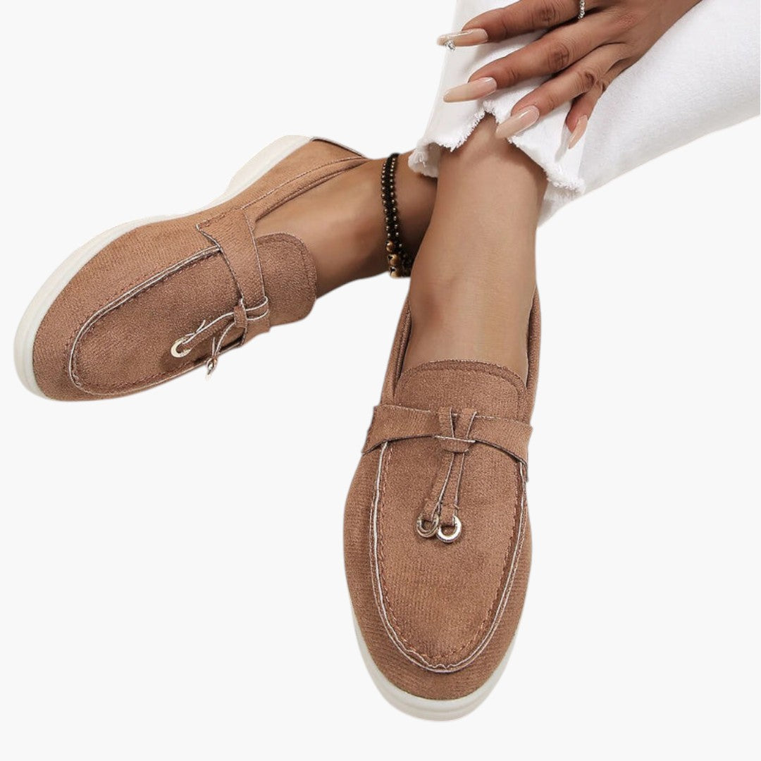 Chaussures Femme Mocassins a Finition Suédée et Semelle Plate