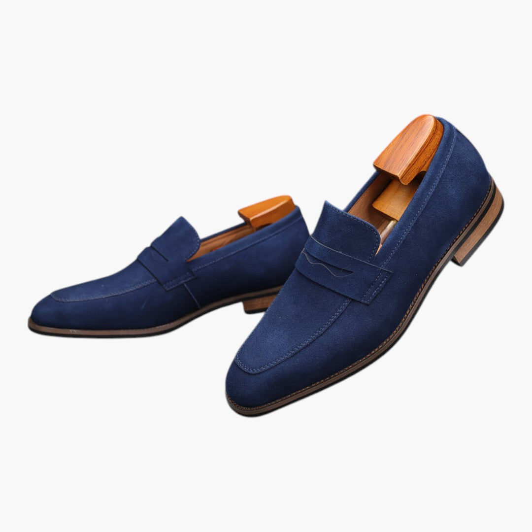 Zapatos para hombre slip on con punta redonda y suela de caucho