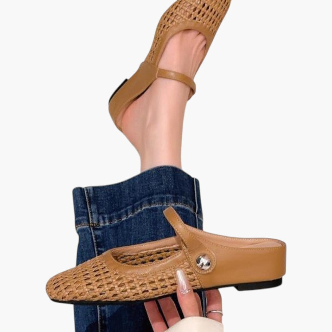Damesmuiltjes met gevlochten schacht en bandje