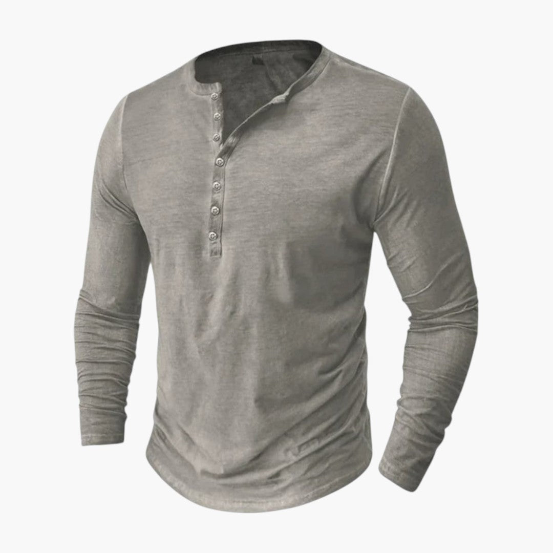 Heren Henley-overhemd met knoopsluiting
