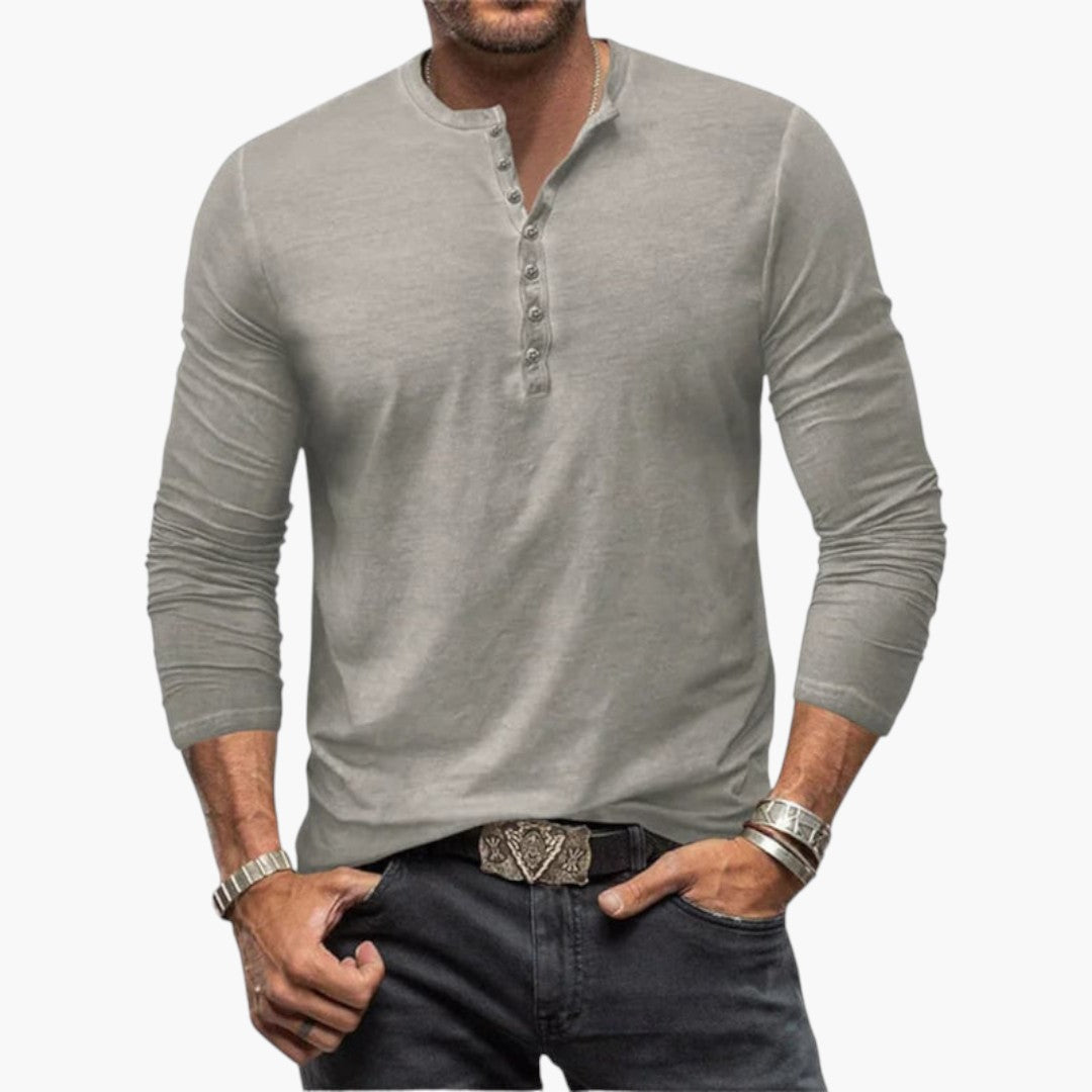 Heren Henley-overhemd met knoopsluiting