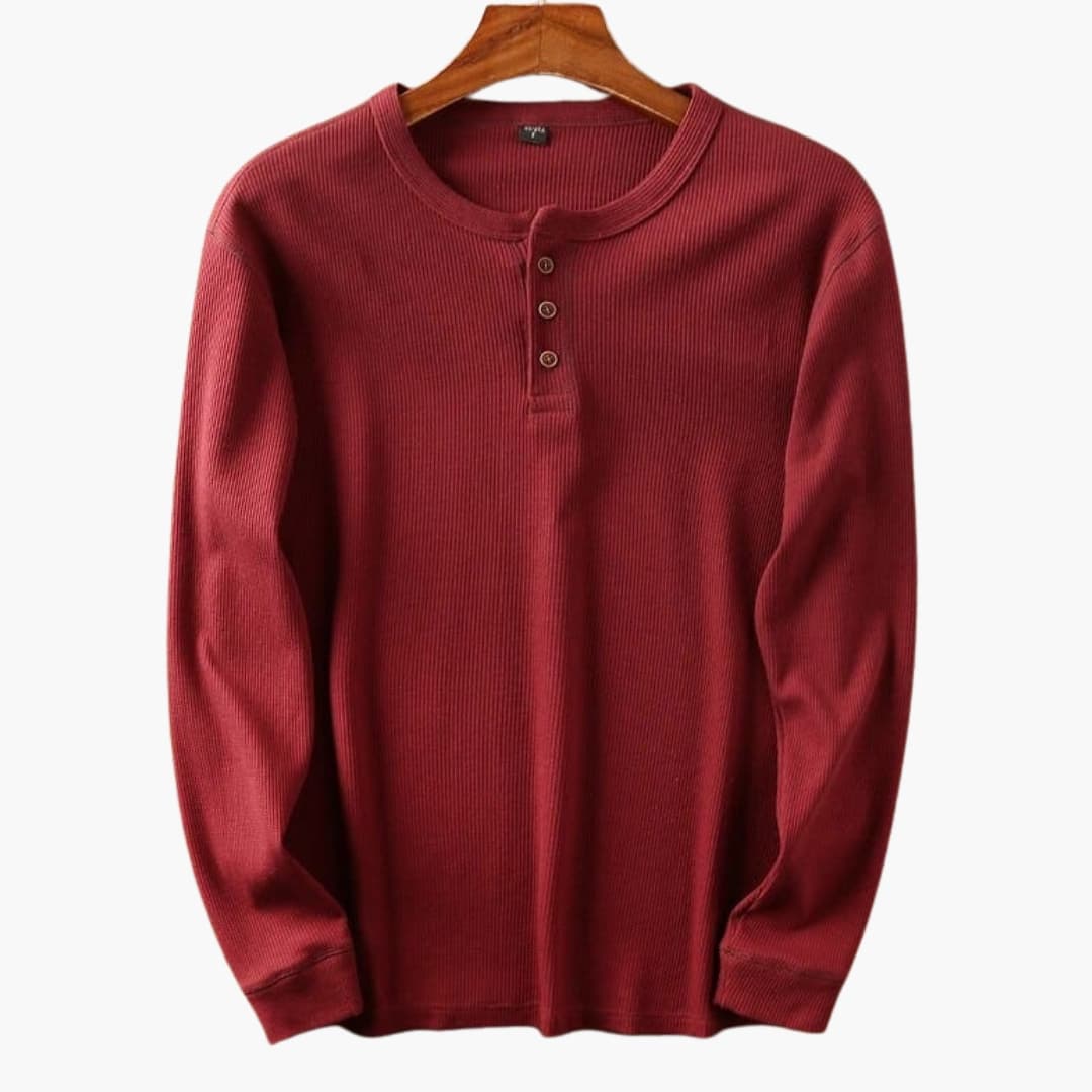 Chemise Henley homme à manches longues avec patte de boutonnage