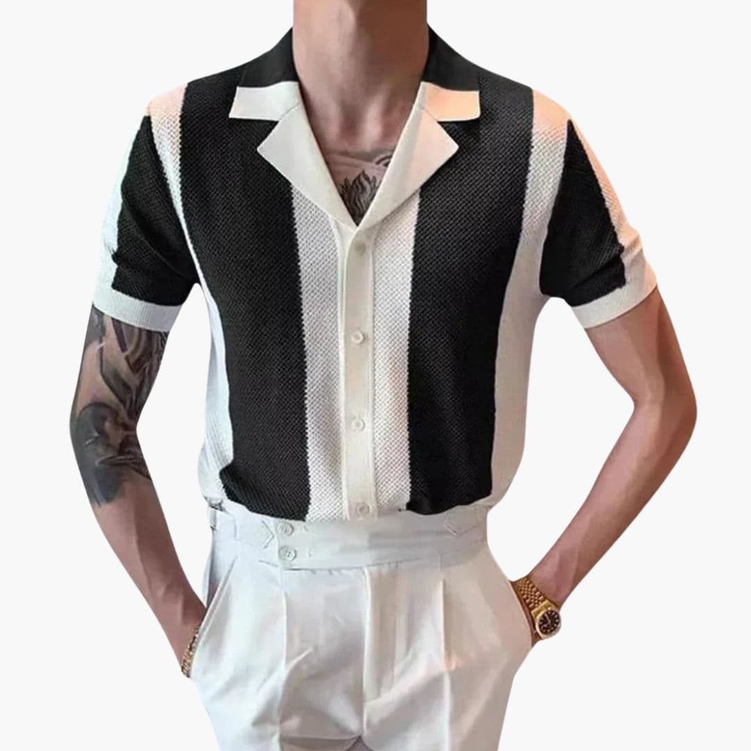 Chemise Homme Manches Courtes à Rayures Verticales