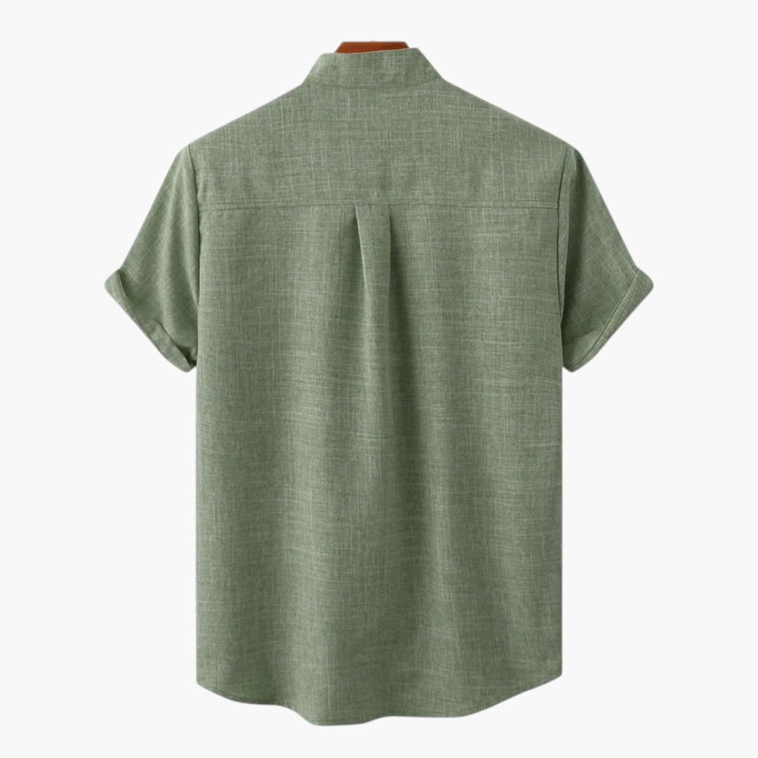 Camisa de Hombre con Cuello Alto y Mangas Cortas