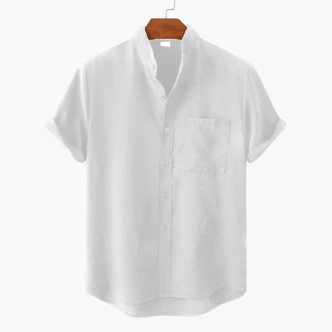 Camisa de Hombre con Cuello Alto y Mangas Cortas