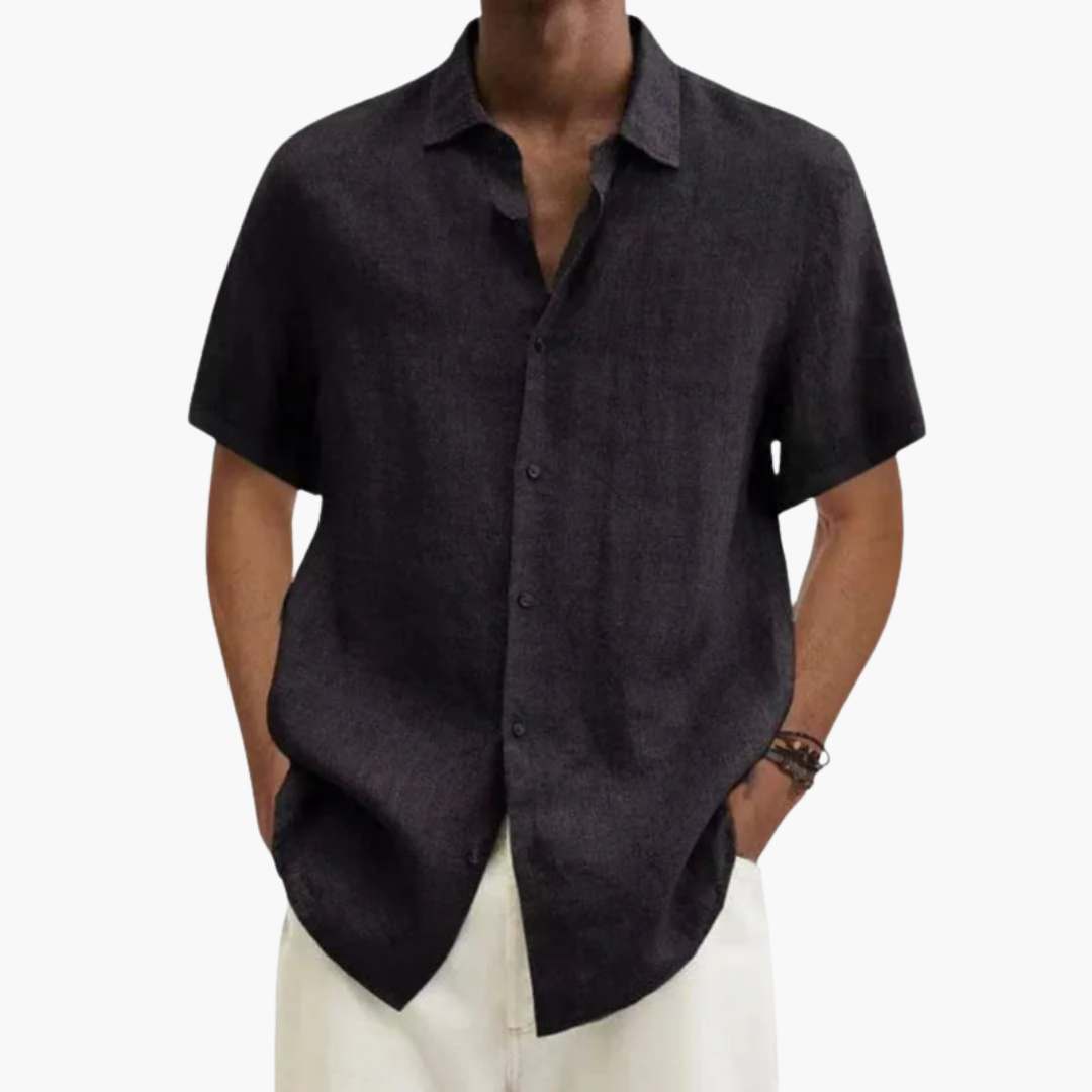 Chemise à manches courtes pour homme avec col classique et boutonnière