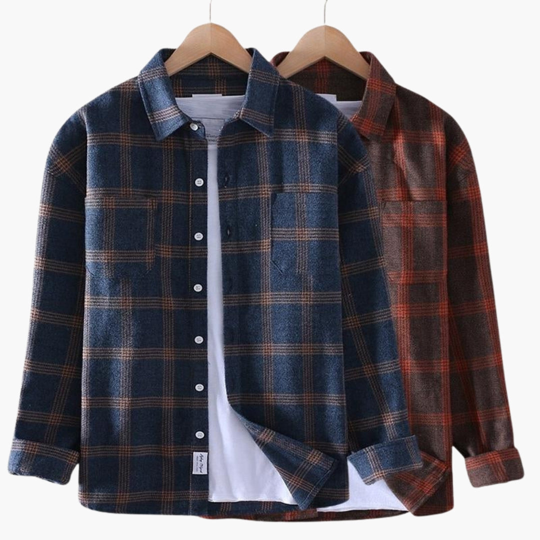 Chemise homme à carreaux avec fermeture boutons