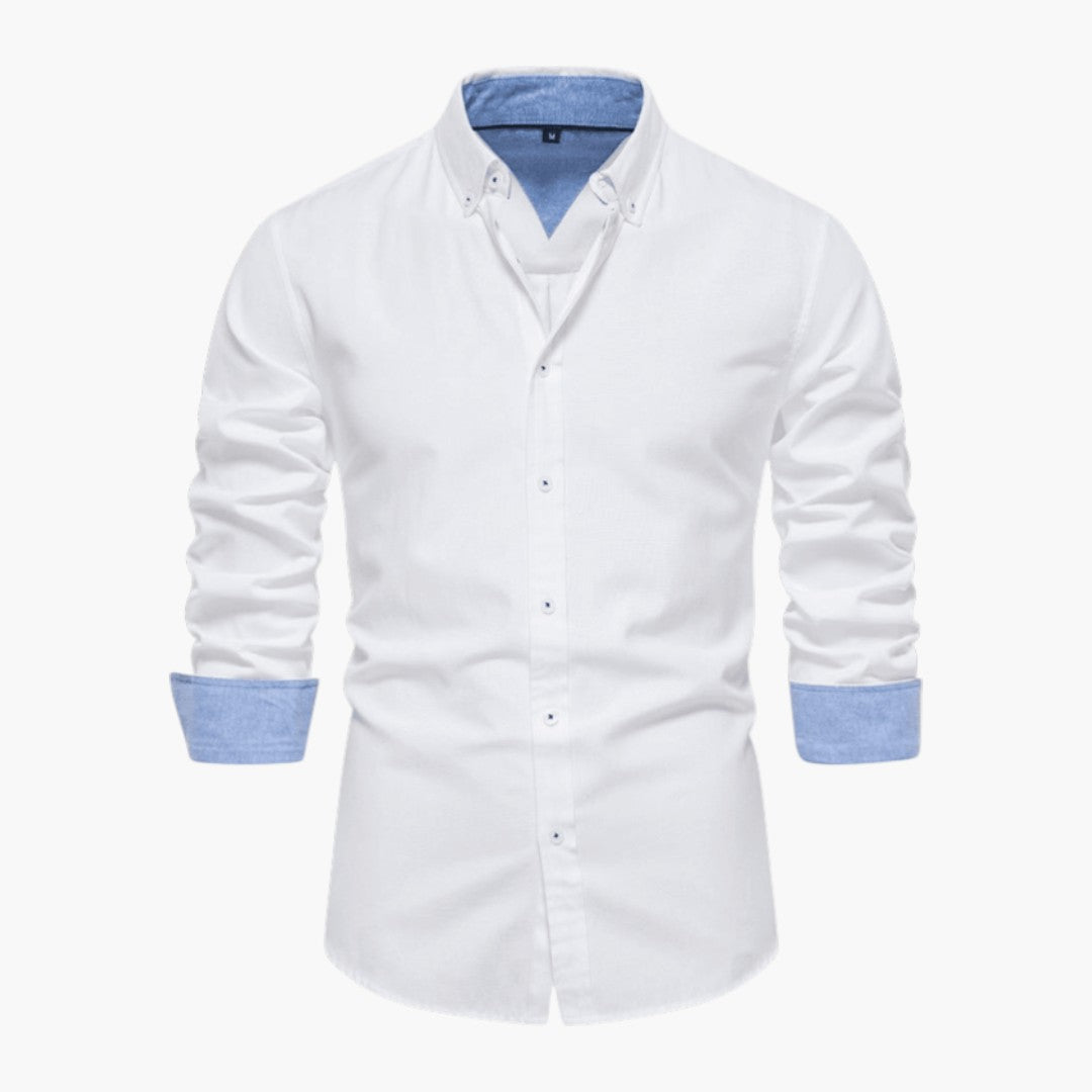 Chemise homme à col boutonné et manches longues