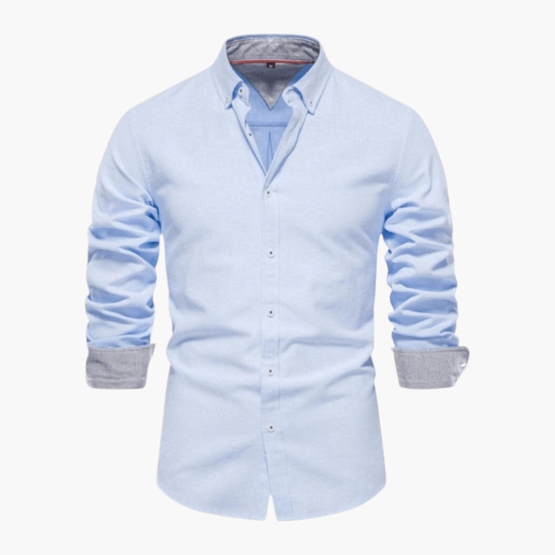 Chemise homme à col boutonné et manches longues
