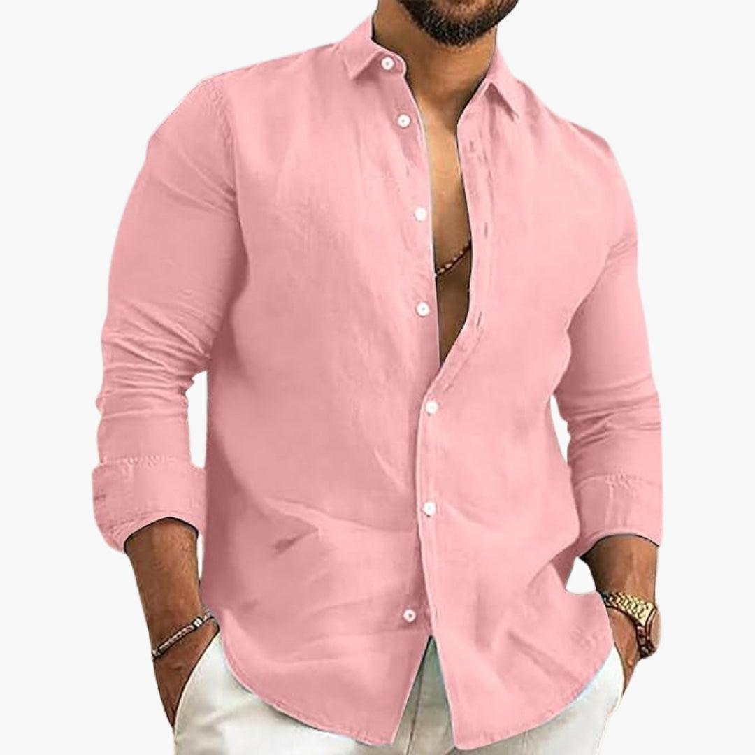 Chemise homme avec fermeture boutonnée et surface unie