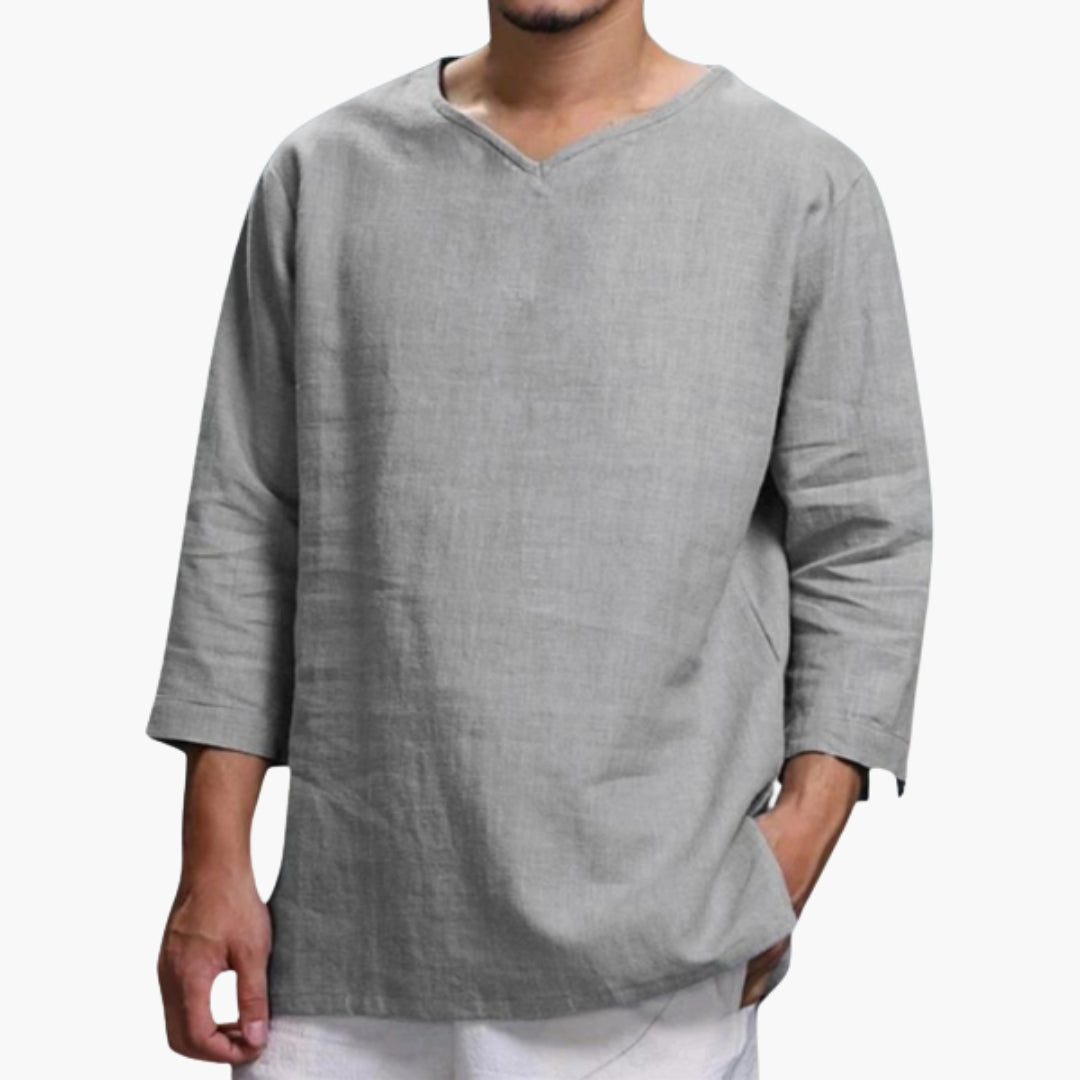 Chemise homme avec manches longues avec ourlet droit
