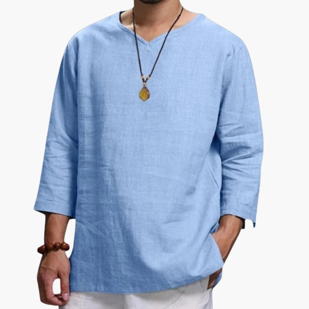 Chemise homme avec manches longues avec ourlet droit
