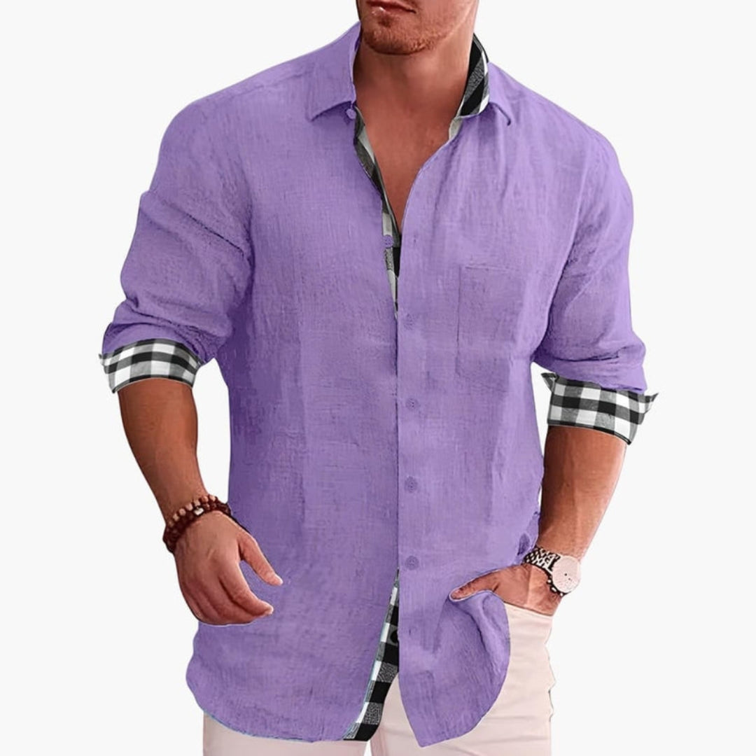Camisa de hombre con tapeta de botones y bolsillo en el pecho