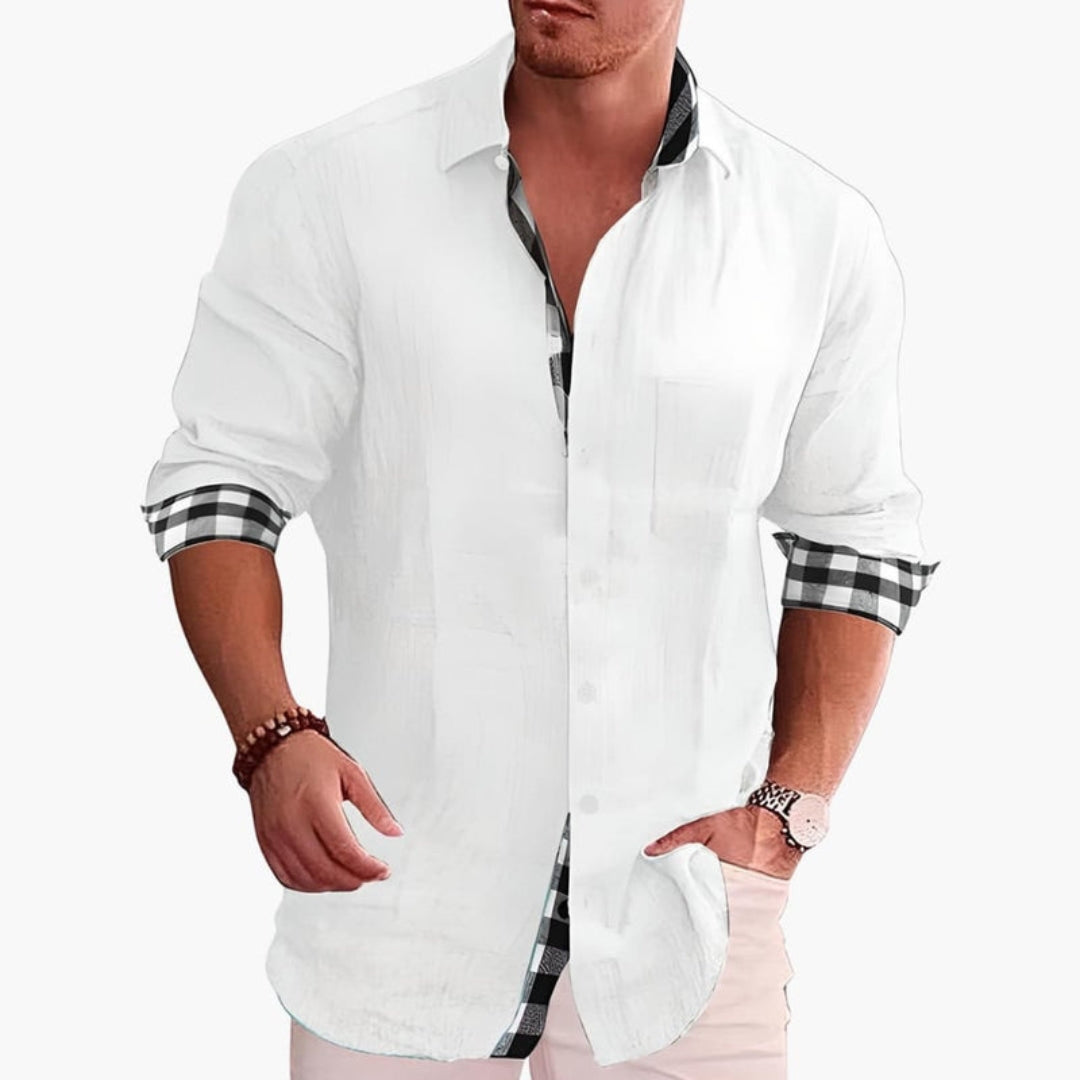 Camisa de hombre con tapeta de botones y bolsillo en el pecho