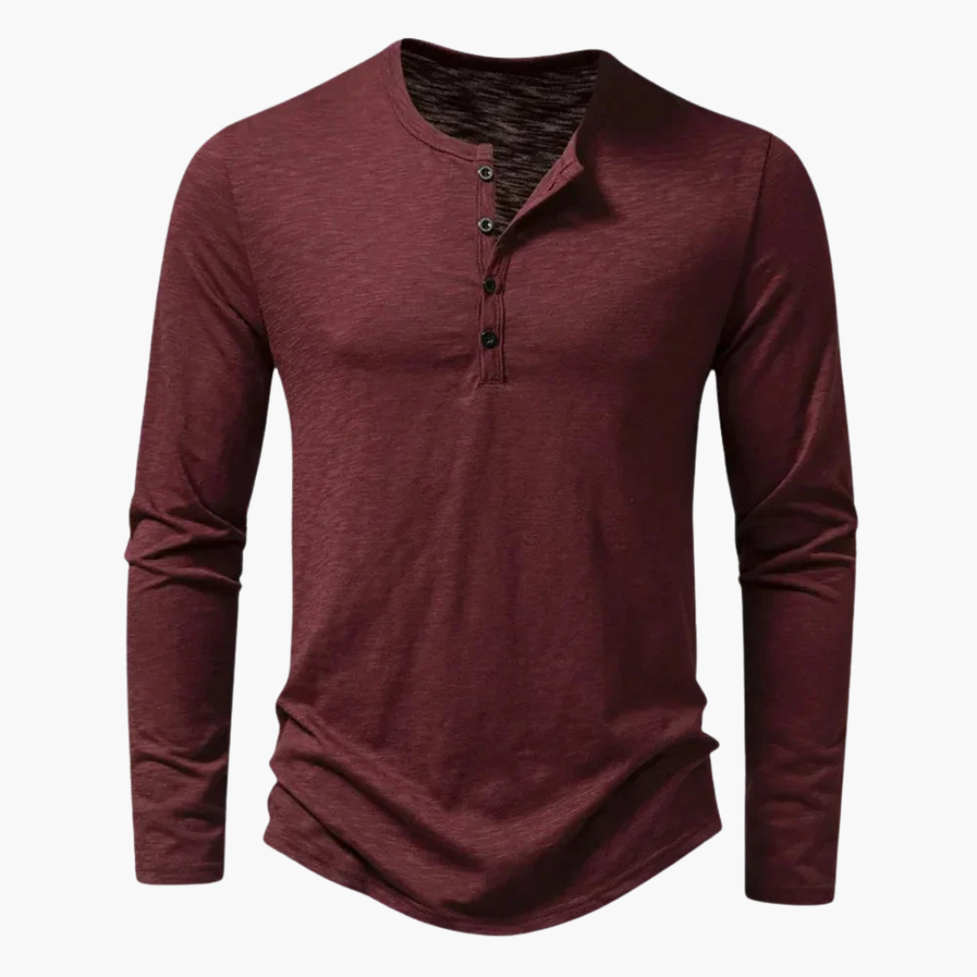 Chemise pour homme à col rond et patte de boutonnage