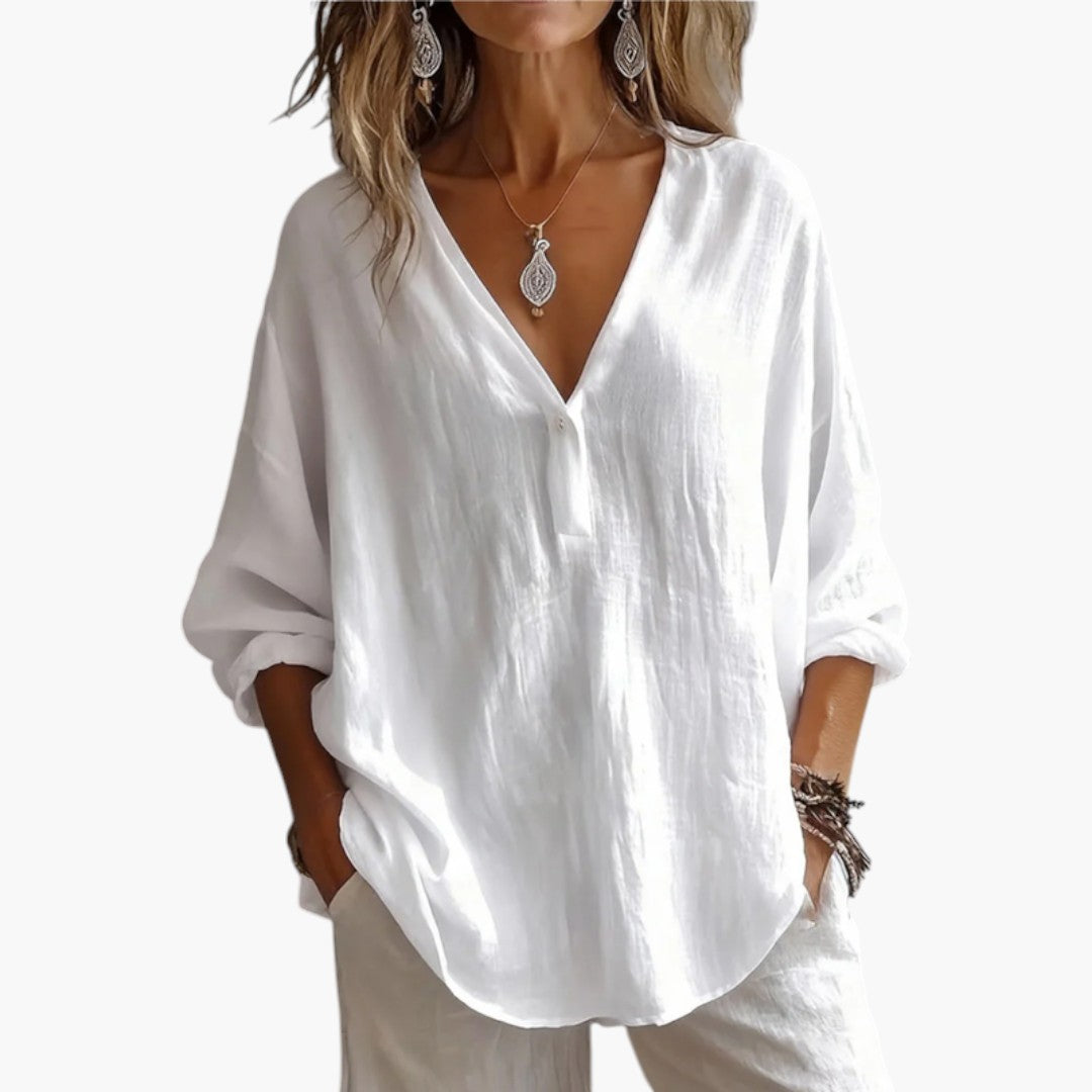 Chemisier femme avec manches longues et coupe fluide