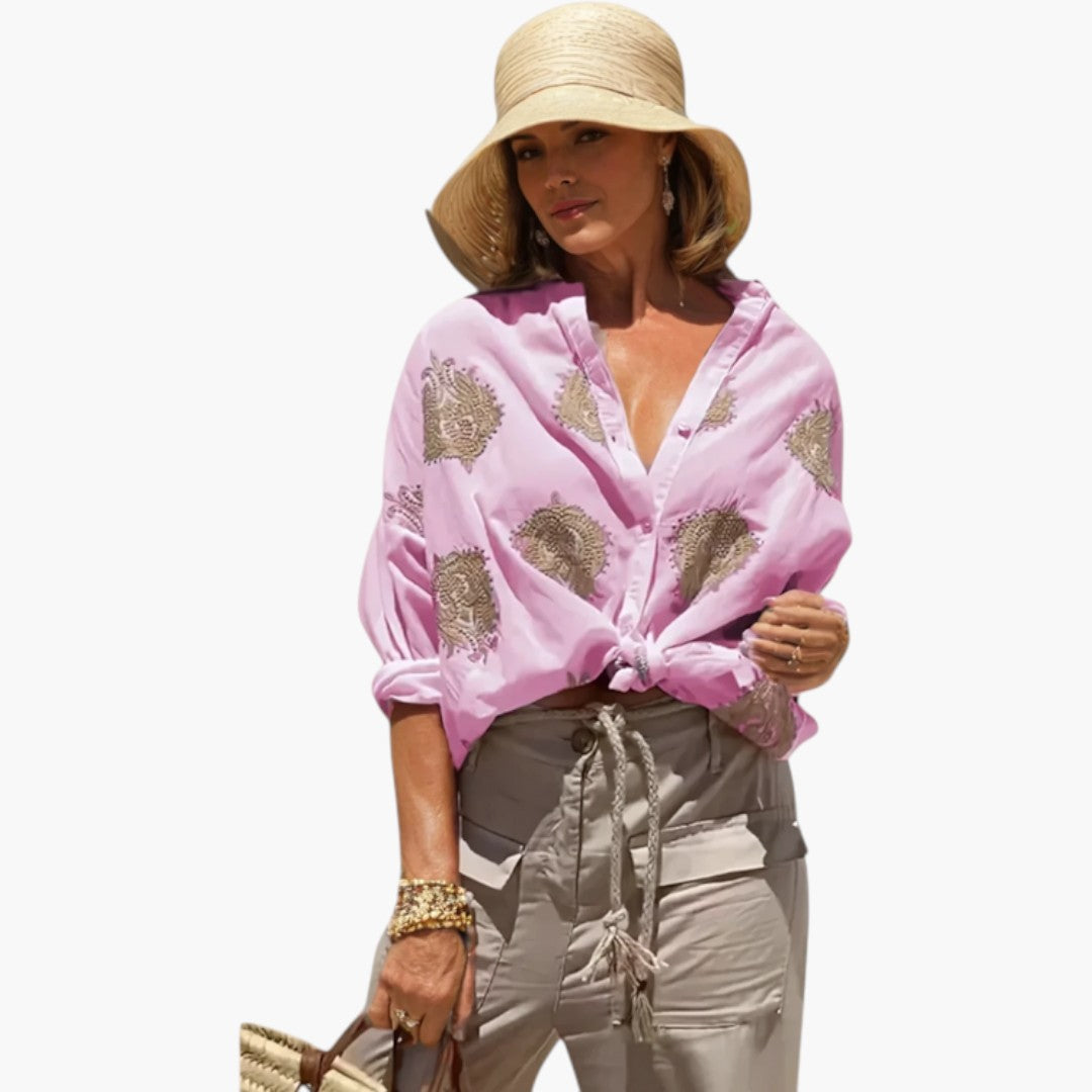 Blusa de mujer con superficie estampada