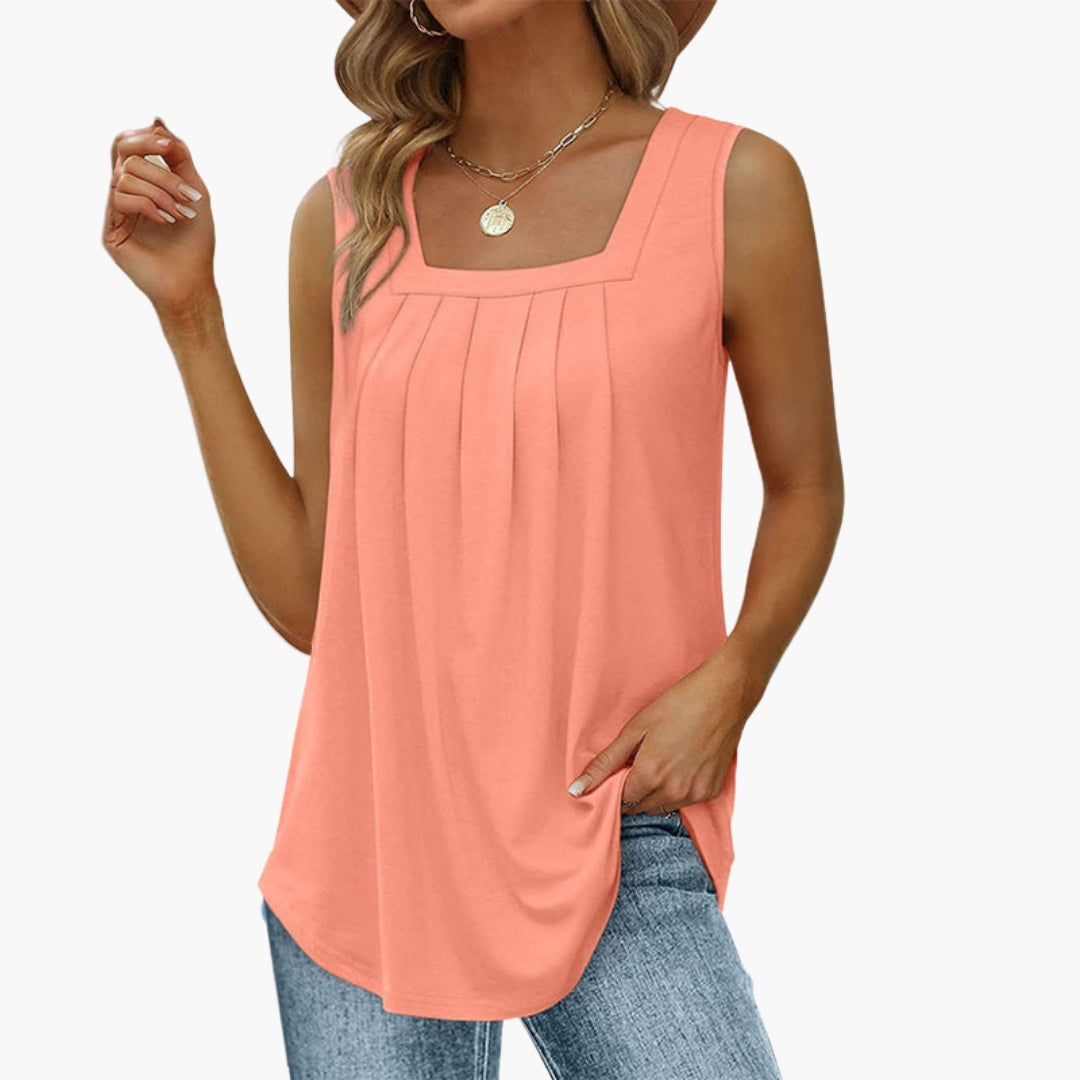Blusa sin mangas para mujer con escote cuadrado