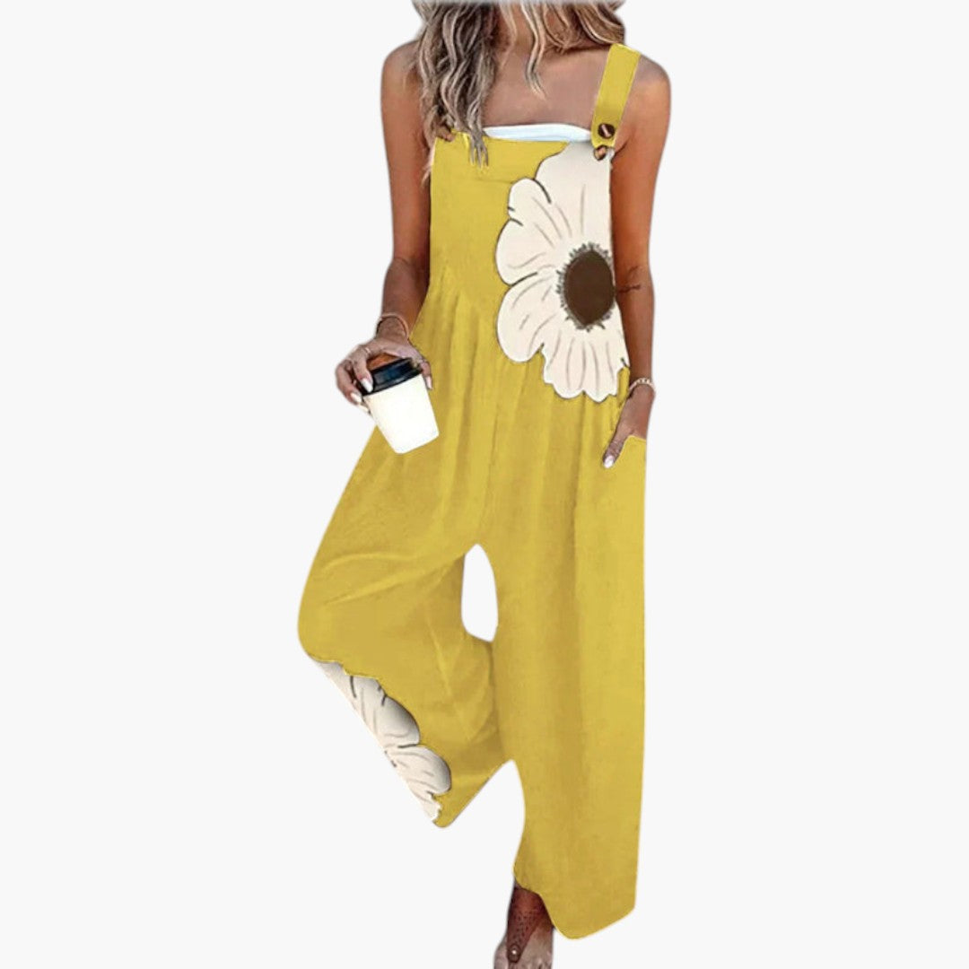 Damen-Overall mit verstellbaren Trägern und weitem Bein
