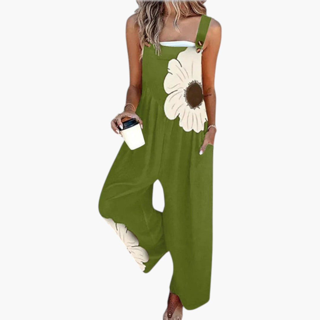 Damen-Overall mit verstellbaren Trägern und weitem Bein