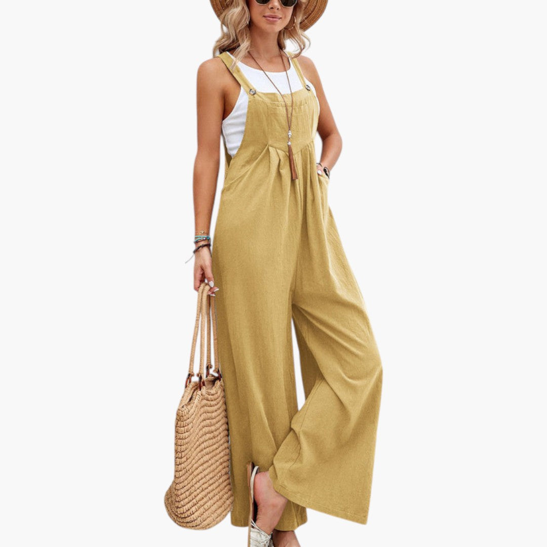 Combinaison femme à bretelles et jambes larges