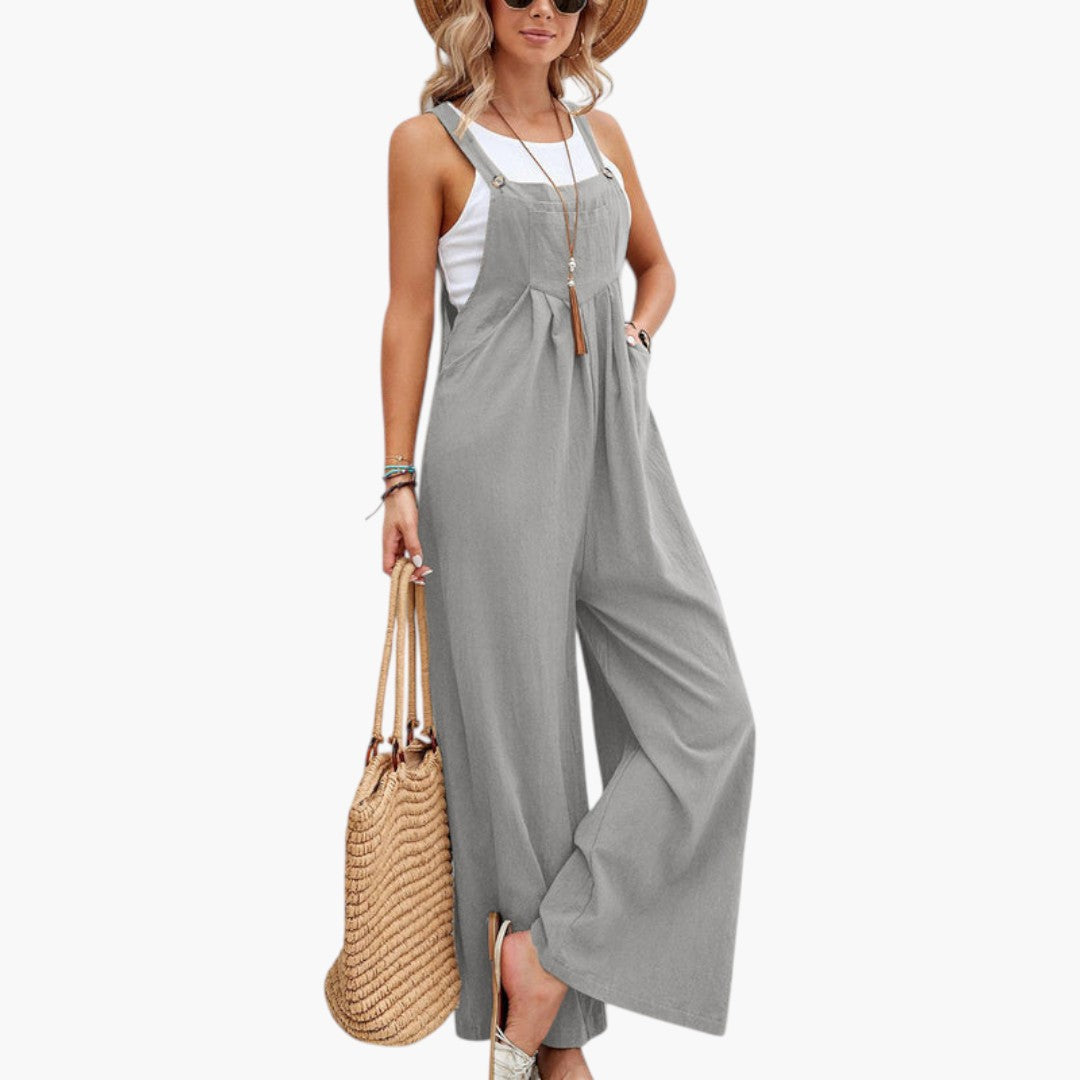 Combinaison femme à bretelles et jambes larges