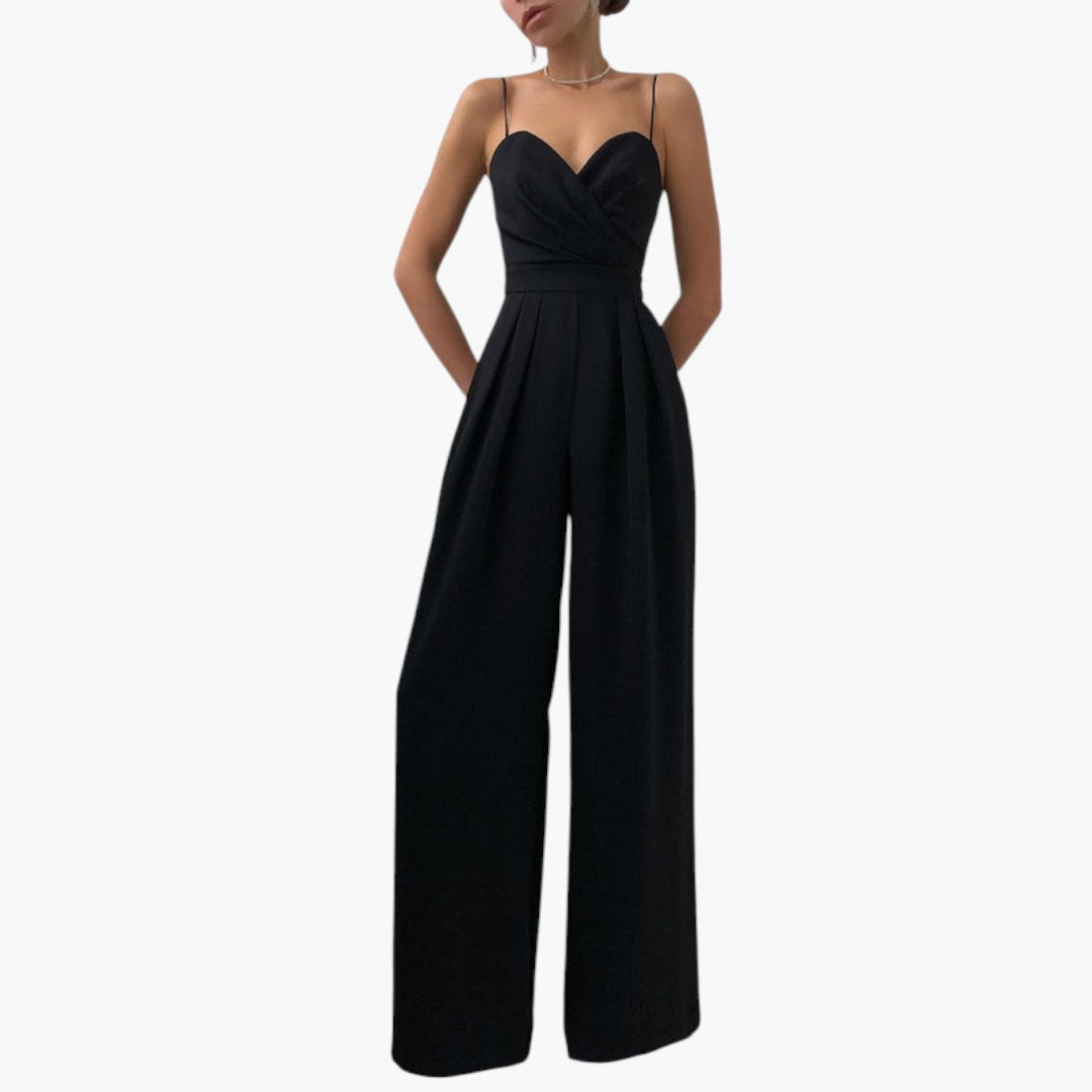 Women's jumpsuit with thin straps and straight legs