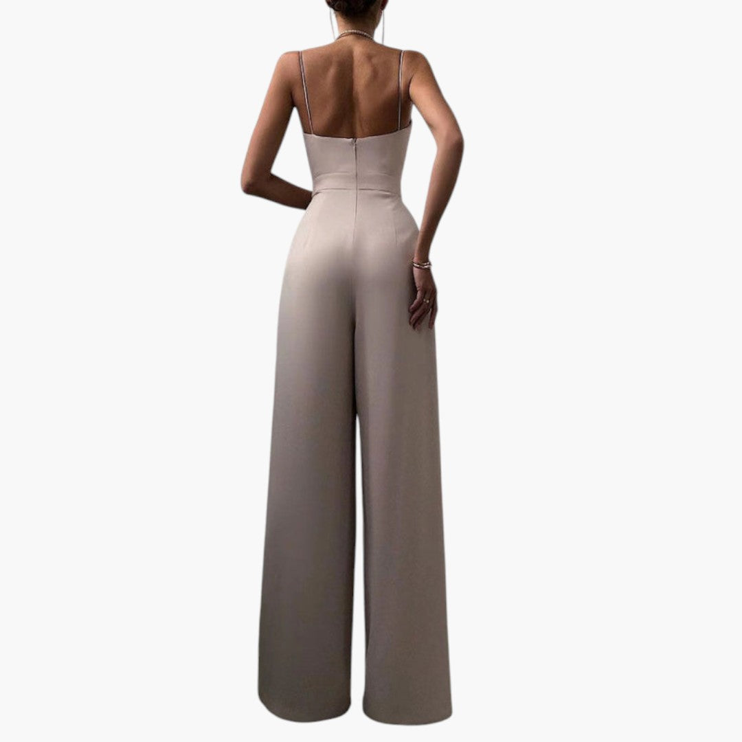 Women's jumpsuit with thin straps and straight legs