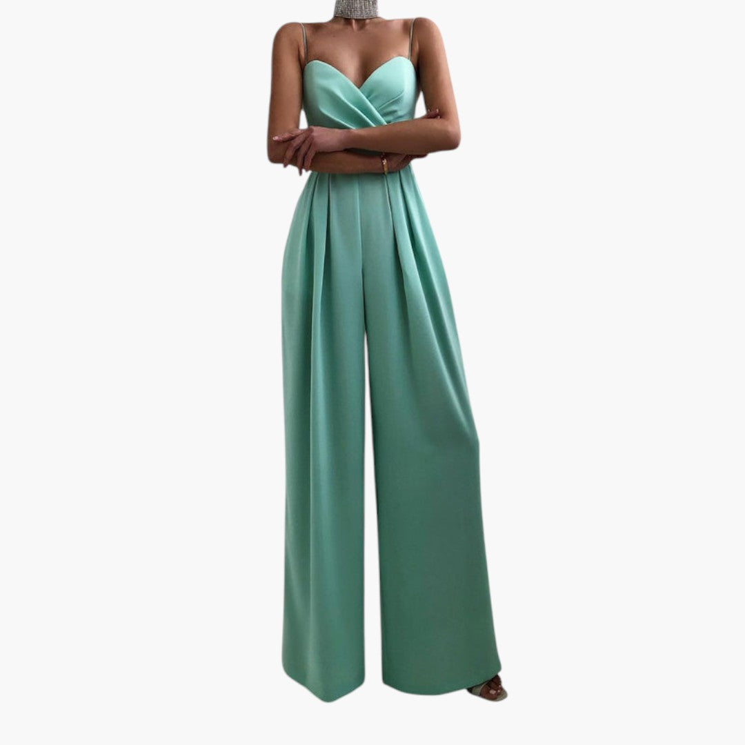 Women's jumpsuit with thin straps and straight legs