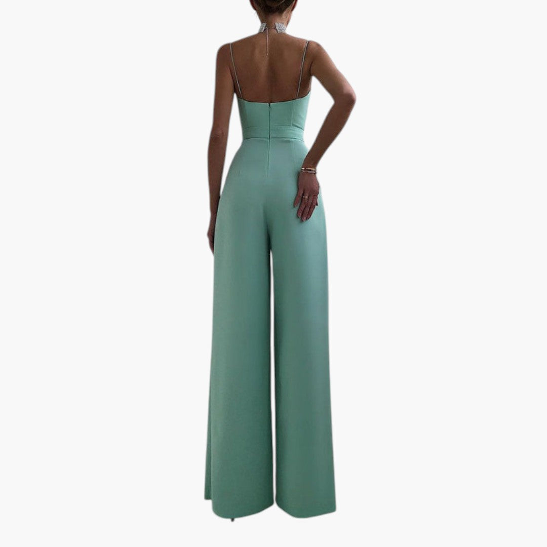 Women's jumpsuit with thin straps and straight legs