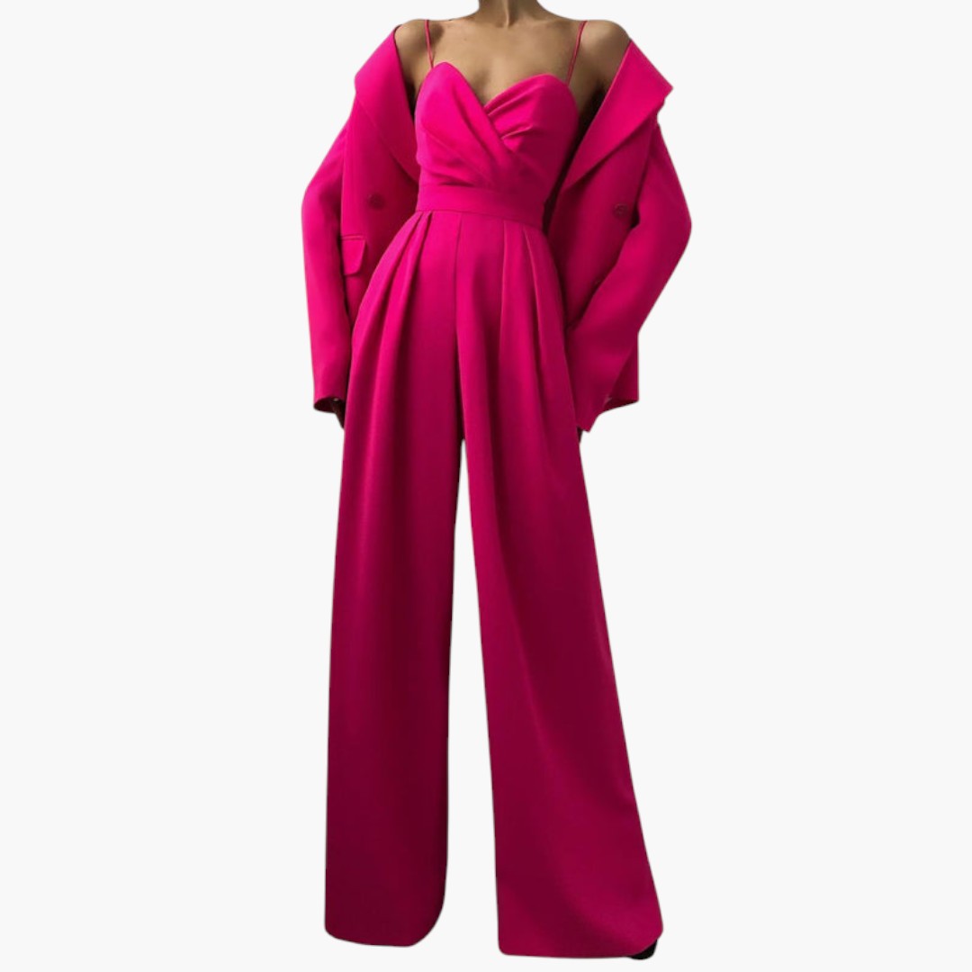 Women's jumpsuit with thin straps and straight legs