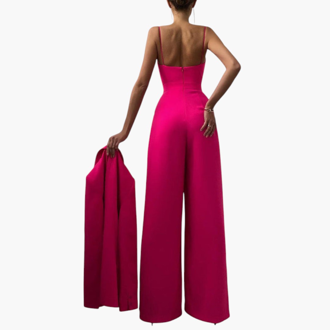 Women's jumpsuit with thin straps and straight legs
