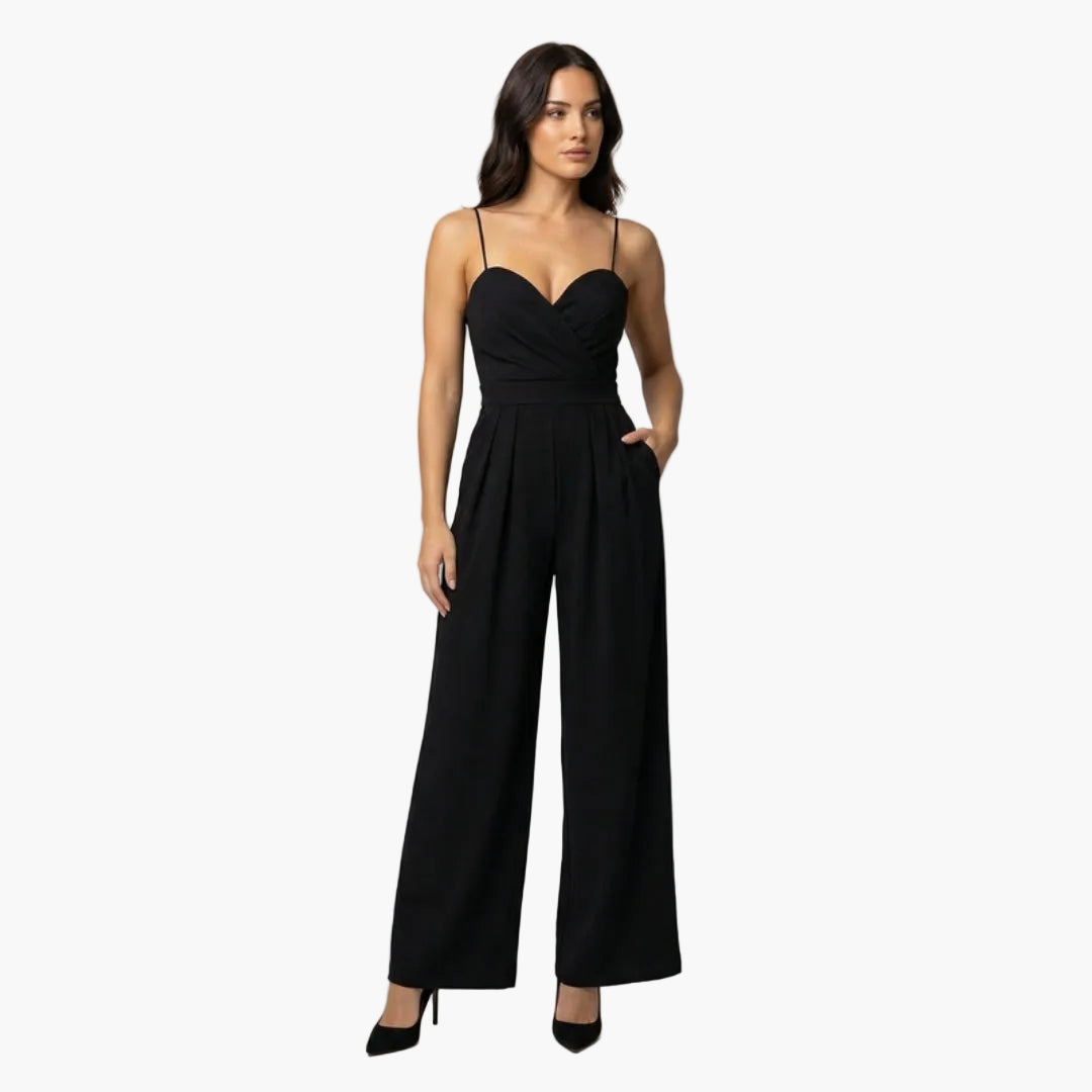 Mono para mujer con piernas anchas y tirantes finos