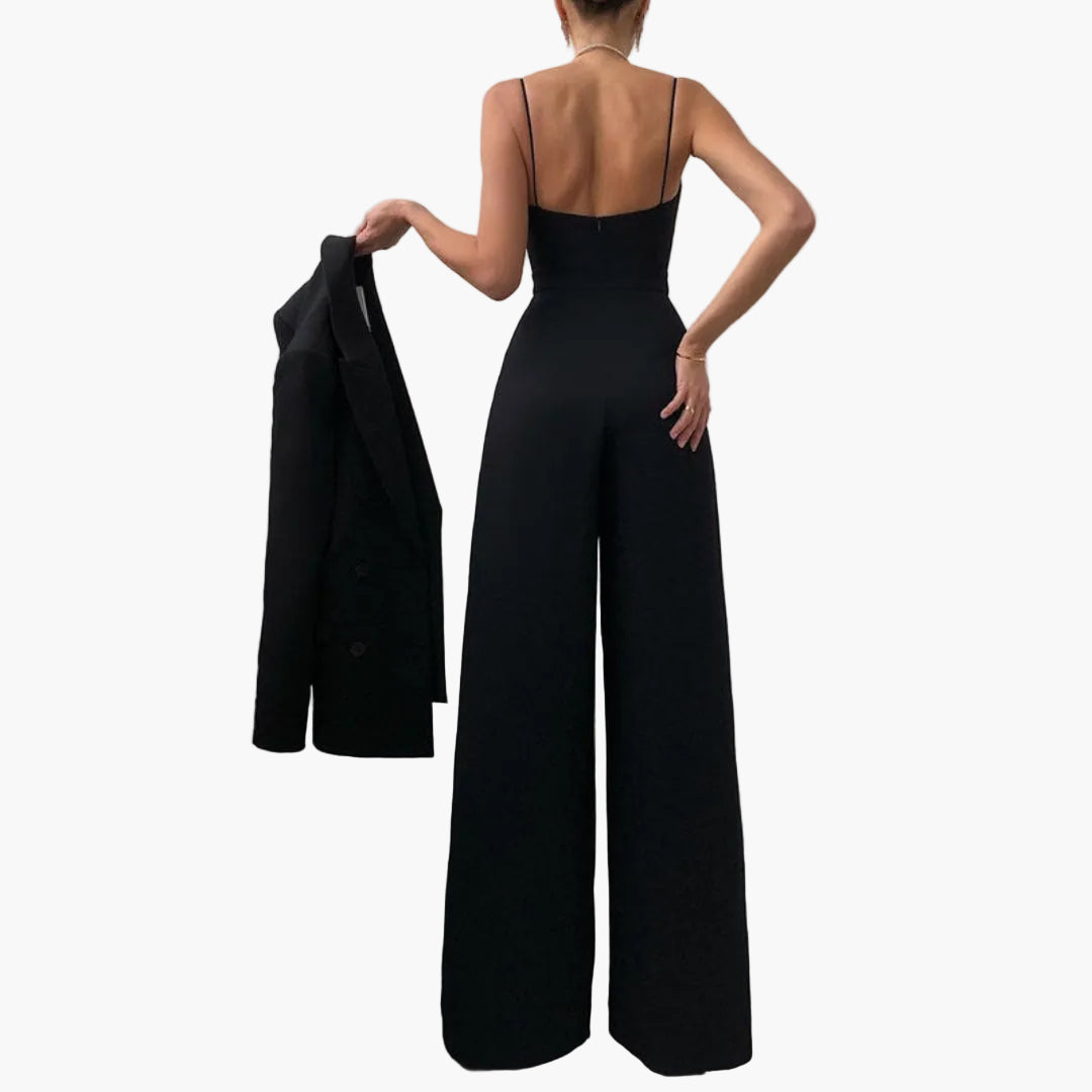 Mono para mujer con piernas anchas y tirantes finos