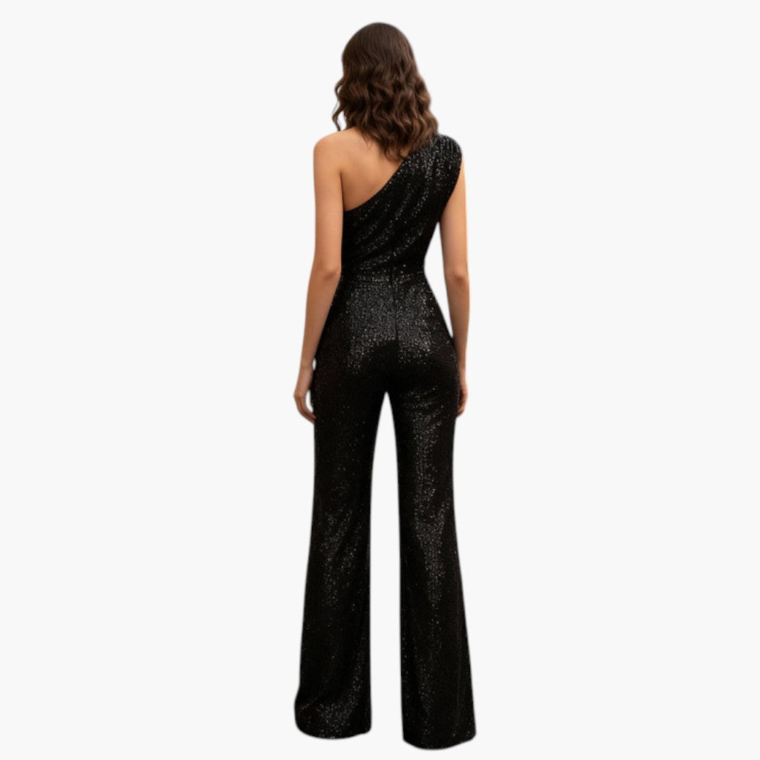 One-shoulder jumpsuit for women with wide legs