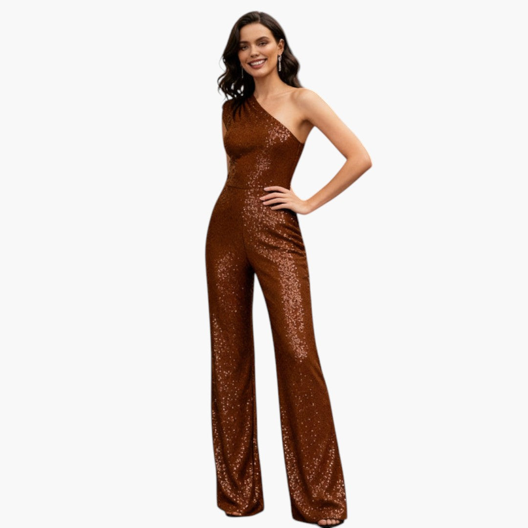 One-shoulder jumpsuit for women with wide legs