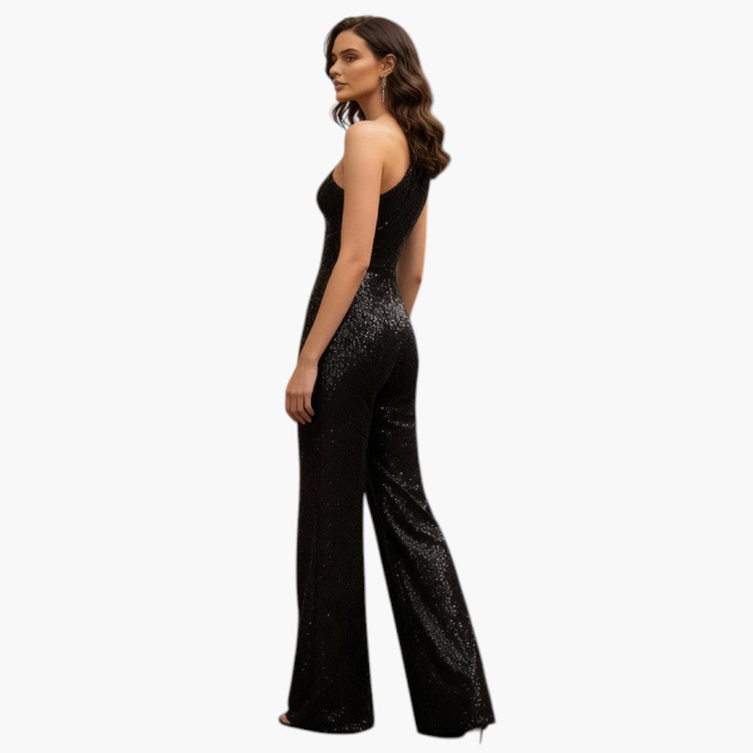 One-shoulder jumpsuit for women with wide legs