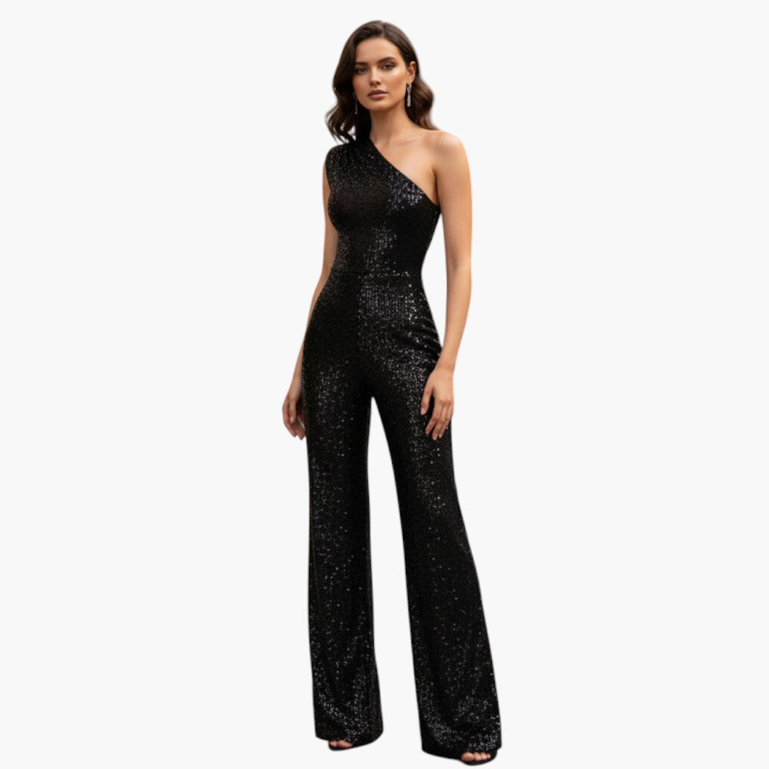 One-shoulder jumpsuit for women with wide legs