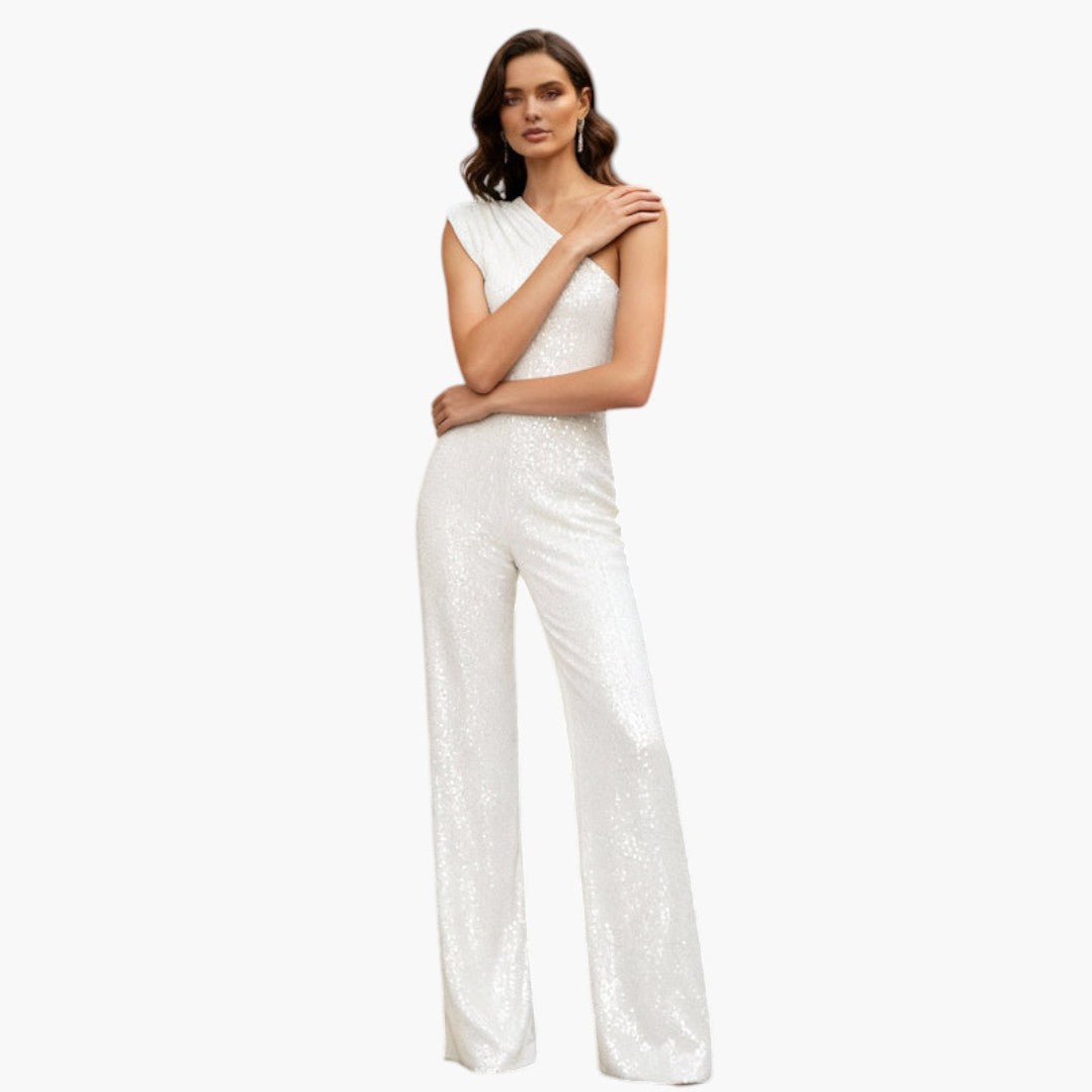 One-shoulder jumpsuit for women with wide legs