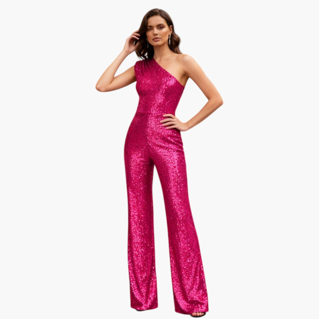 One-shoulder jumpsuit for women with wide legs