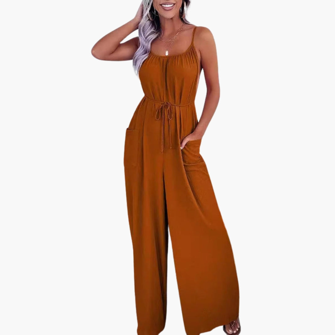 Combinaison femme avec taille à cordon de serrage et poches