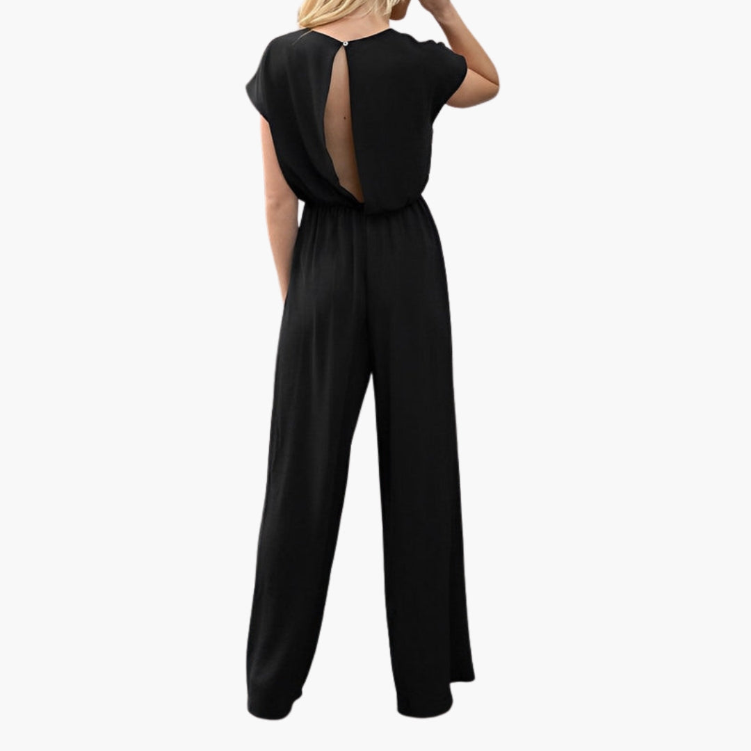 Combinaison femme col V avec lien à nouer à la taille
