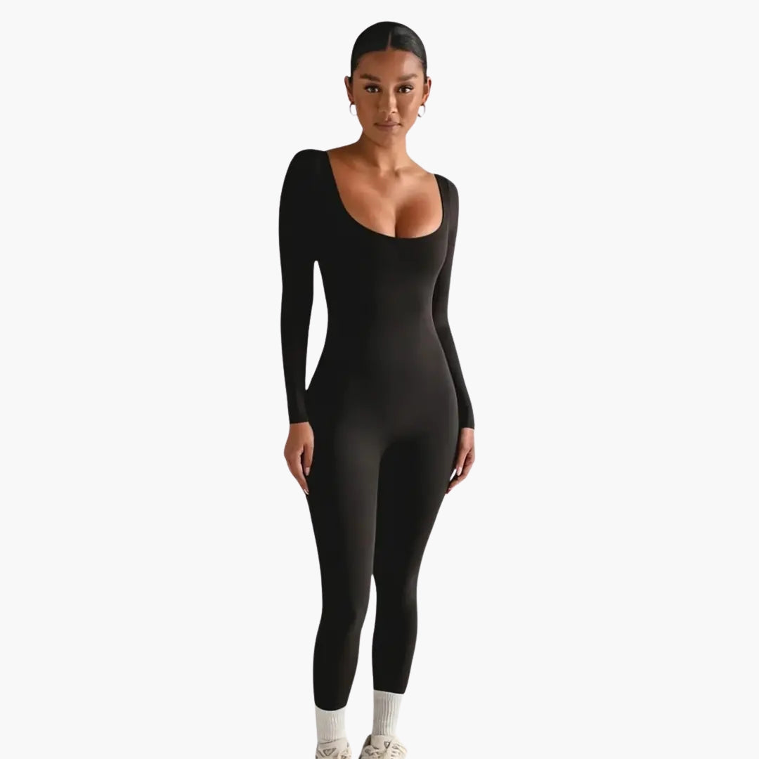 Women's seamless jumpsuit with square neckline