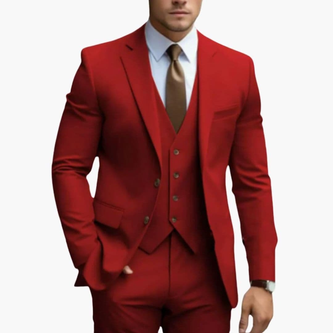 Costume Trois Pièces Homme avec Col à Revers
