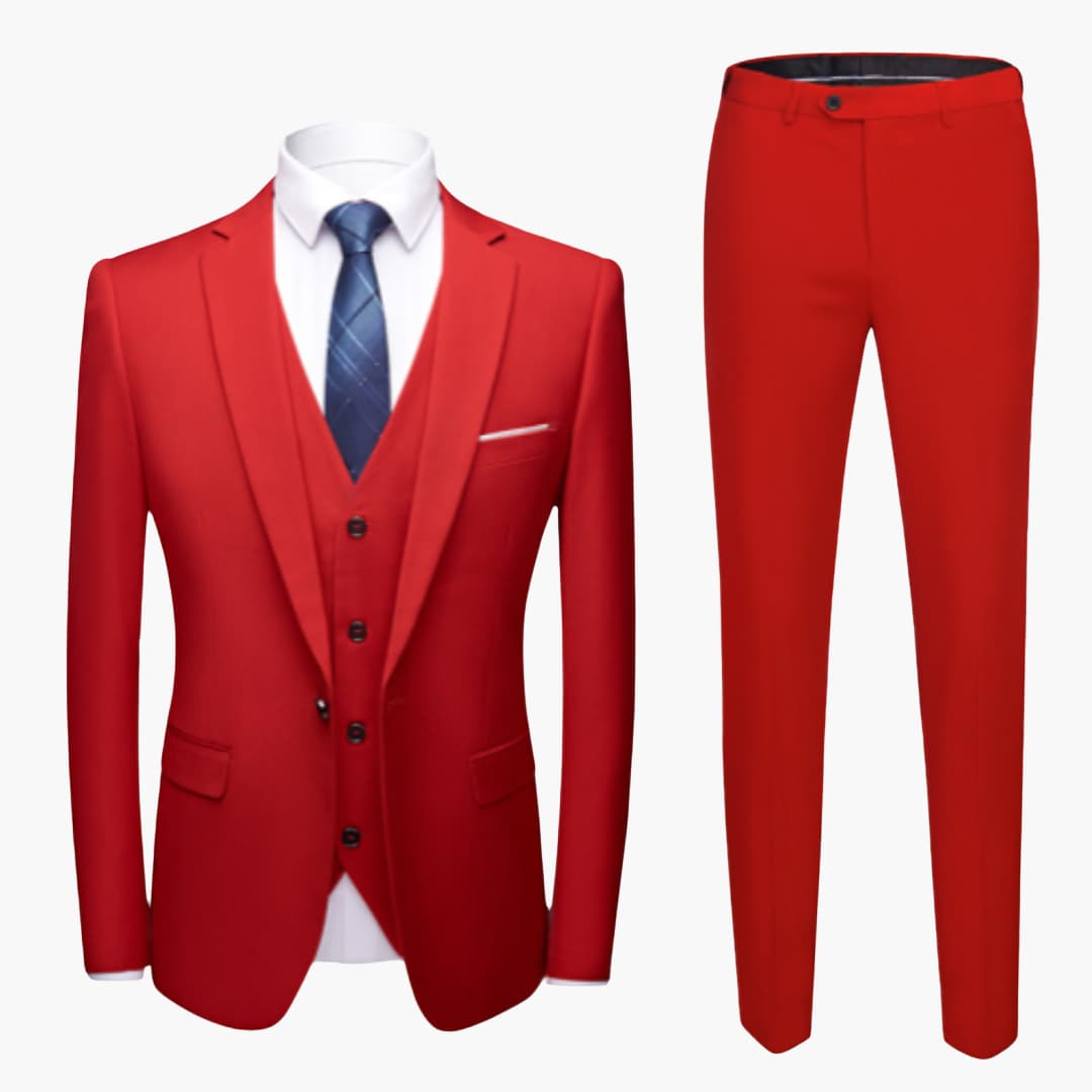 Costume pour homme trois pièces avec veste à un bouton et gilet