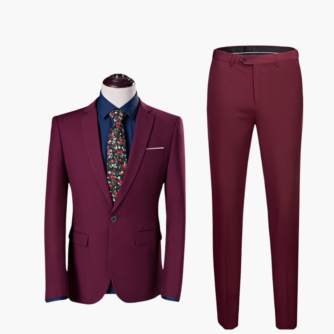 Herretøj i to dele med blazer og bukser med lige ben