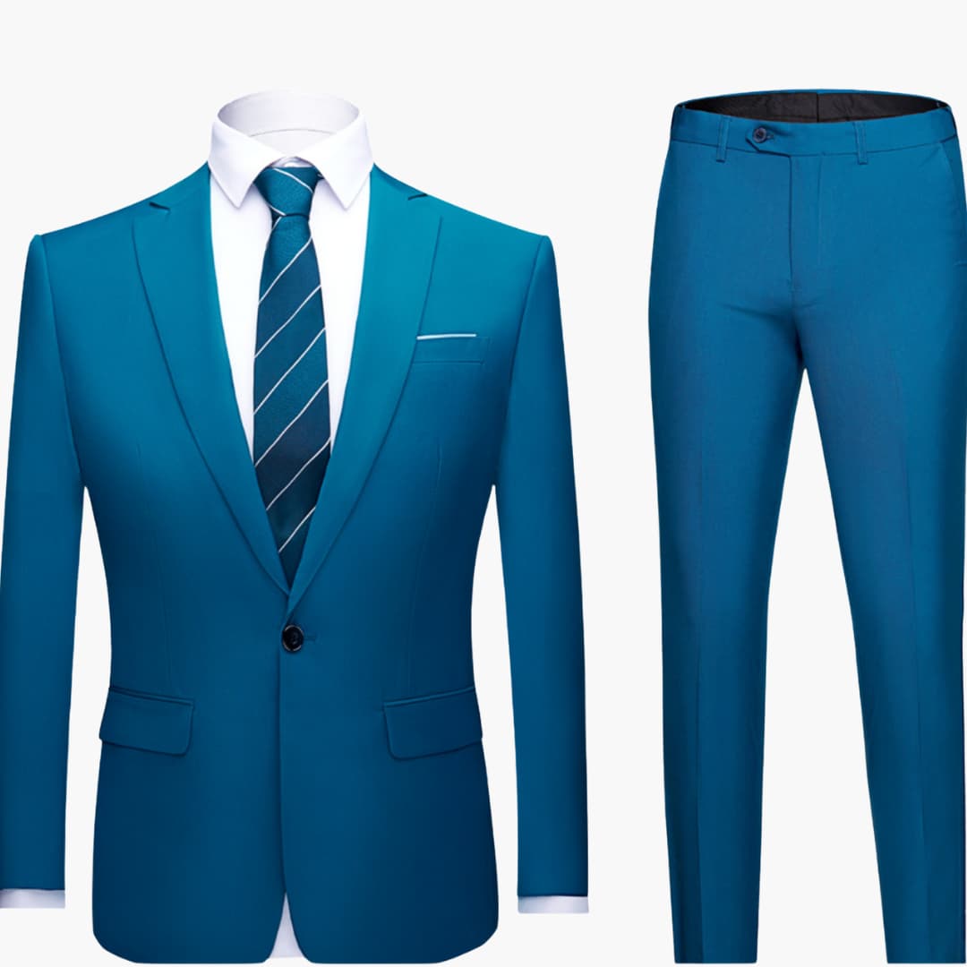 Herretøj i to dele med blazer og bukser med lige ben