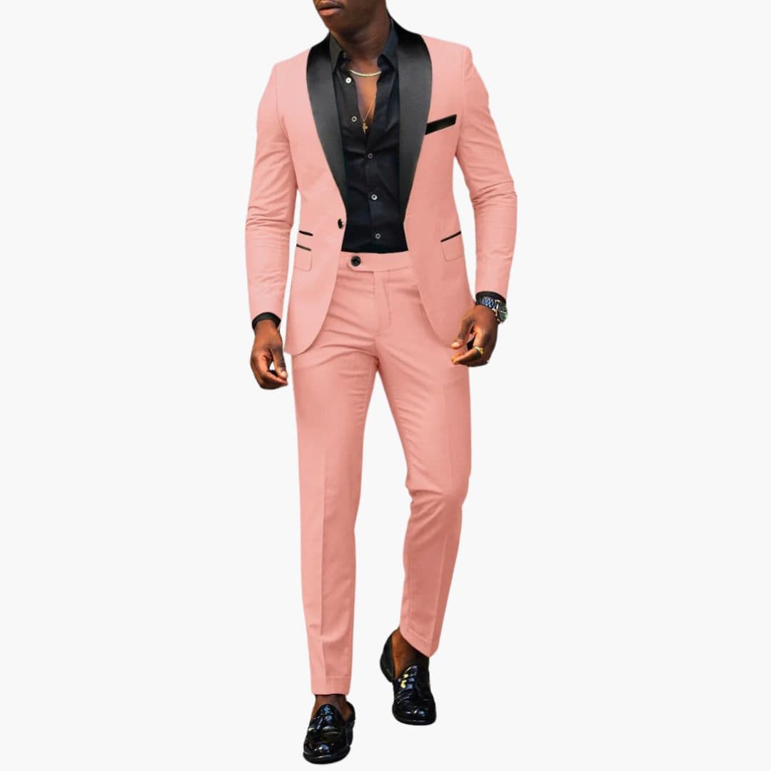 Costume homme deux pièces avec veste à col châle
