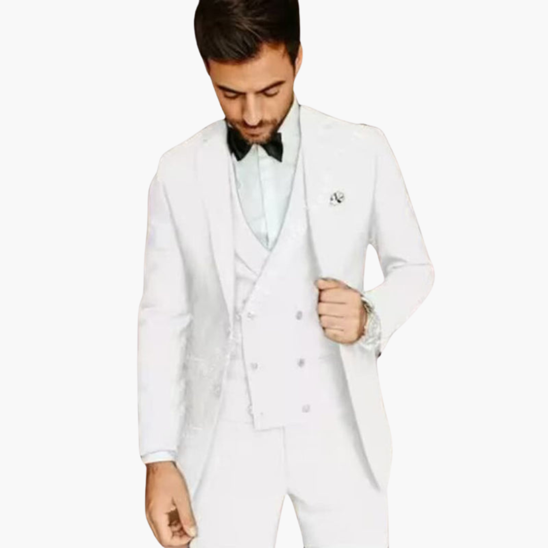 Costume trois pièces pour homme avec gilet à boutons et Blazer assortie