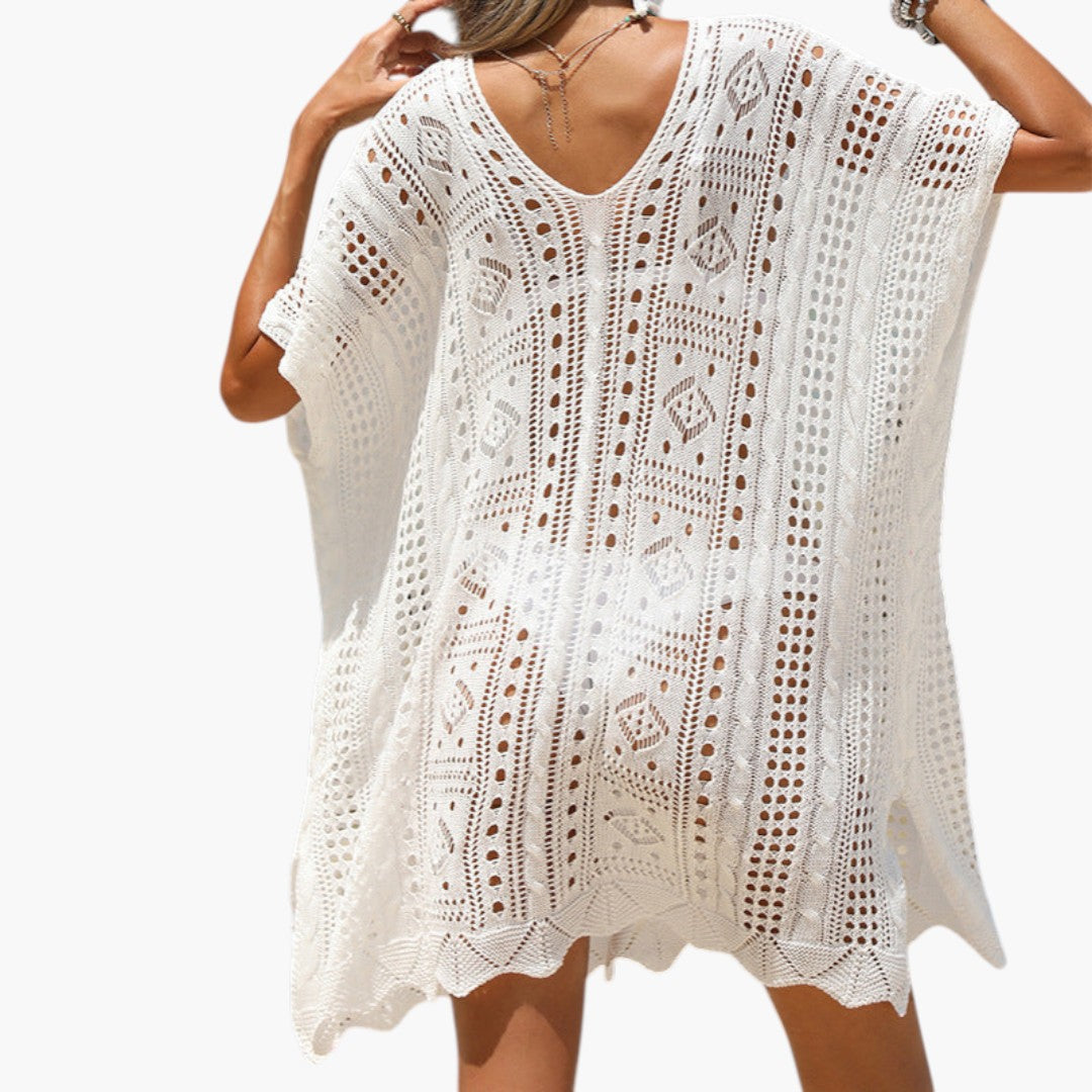 Couverture de plage femme a col en V et manches courtes